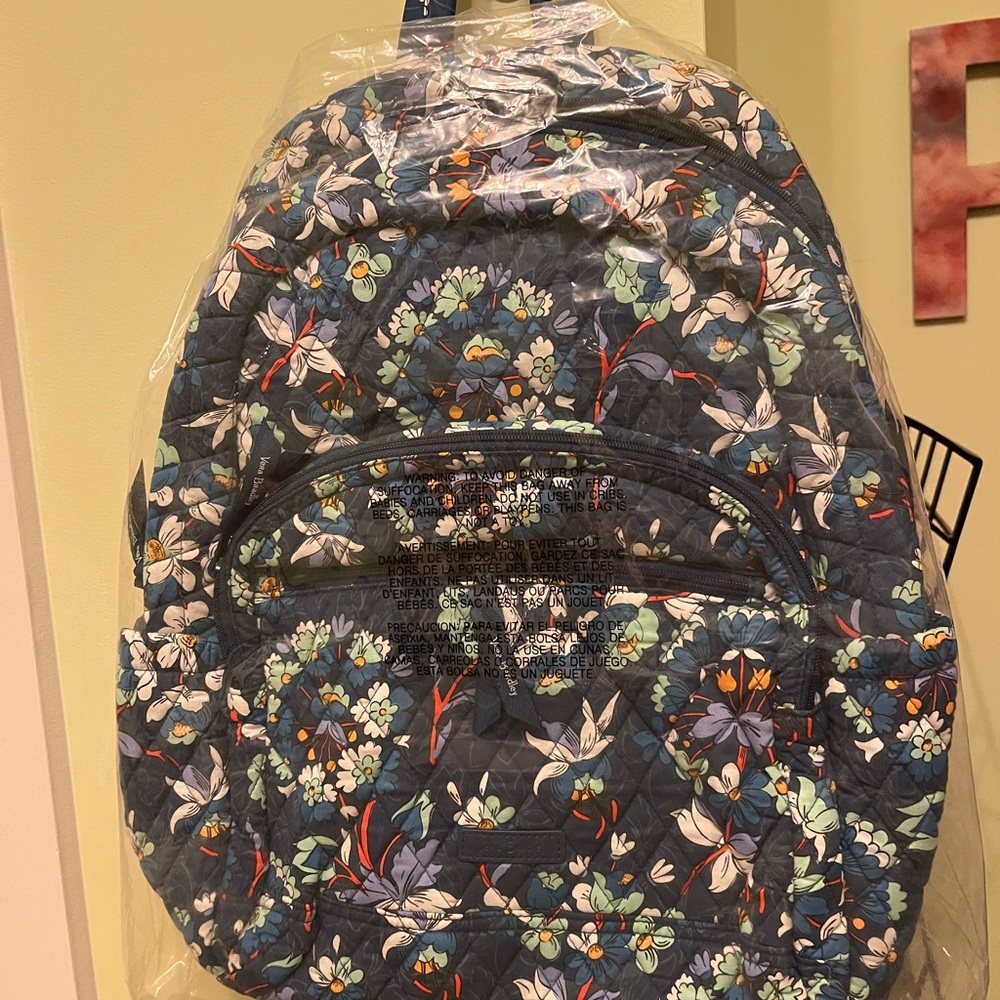 Vera Bradley Blue and White Floral Backpack with Vibrant Design